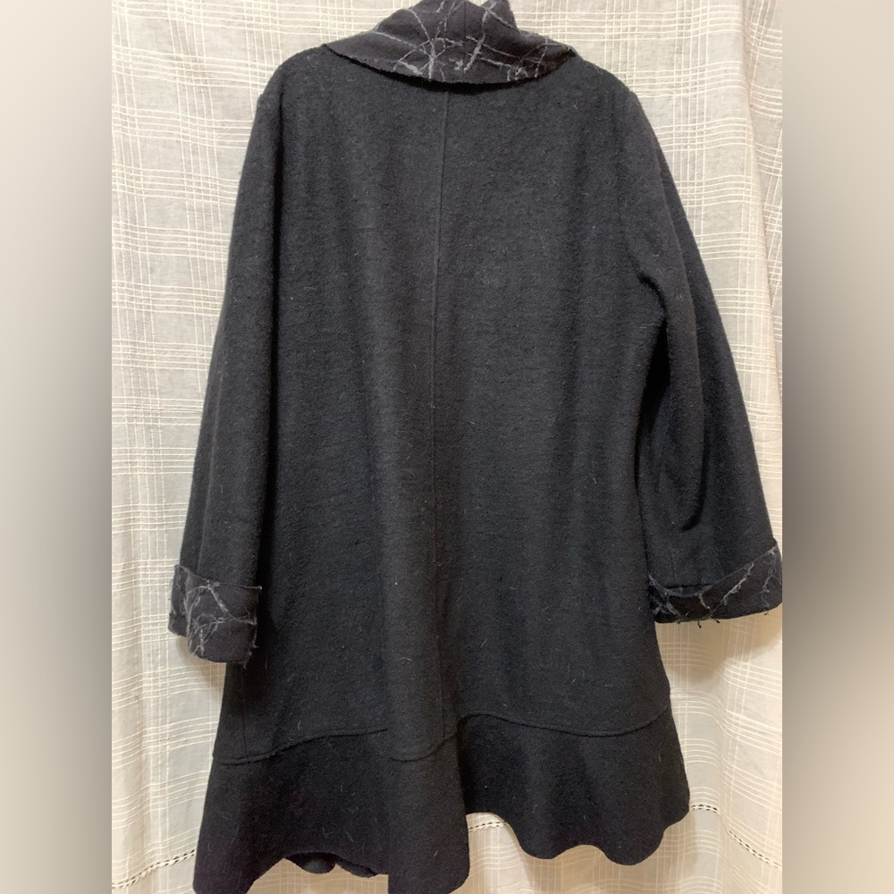 Novita Black Women's Cardigan Coat 2X plus size Wool Cozy Everyday - Picture 6 of 6